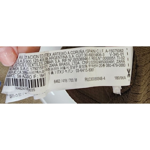 Zara Men's Olive Green Ribbed‎ Knit Short Sleeve Button Up Collar Polo Shirt M - Picture 7 of 7